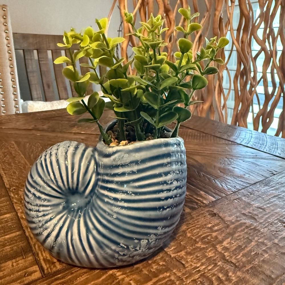 Source Unknown Blue Spiral Shell Planter - Picture 3 of 6